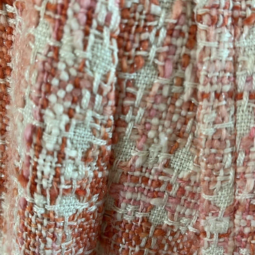 Talbots Orange,Pink & Cream Tweed Open Blazer w/pockets & Cropped Length Size 14 - Picture 11 of 17